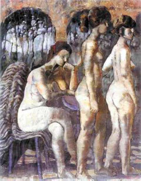 Madre e Hijas, una de las pinturas vendias en una subasta en mas de 50 mil dolares, de Armando Morales